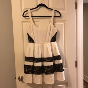 ABS Allen Schwartz White and Black Lace Mini Dress